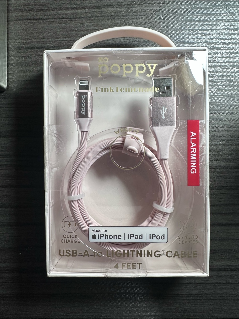 poppy Pink Lemonade USB-A to Lightning Cable — Pink